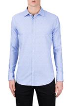Men's Bugatchi Shaped Fit Micro Houndstooth Sport Shirt, Size - Blue