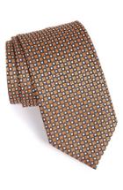 Men's Ermenegildo Zegna Geometric Silk Tie, Size - Orange