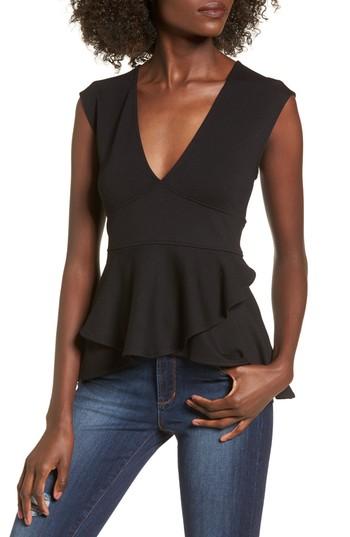 Women's Leith Knit Peplum Top - Black