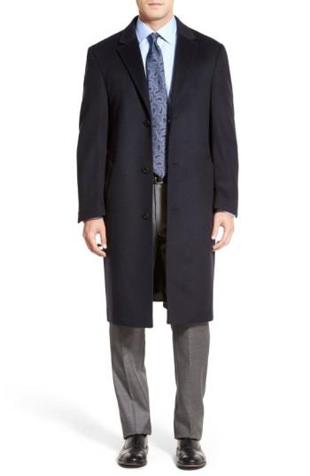 Men's Hart Schaffner Marx Sheffield Classic Fit Wool & Cashmere Overcoat R - Blue