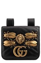 Gucci Gg Marmont 2.0 Animal Stud Matelasse Leather Pouch - Black