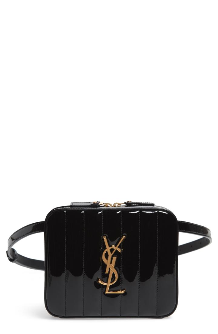 Saint Laurent Vicky Patent Leather Belt Bag - Black