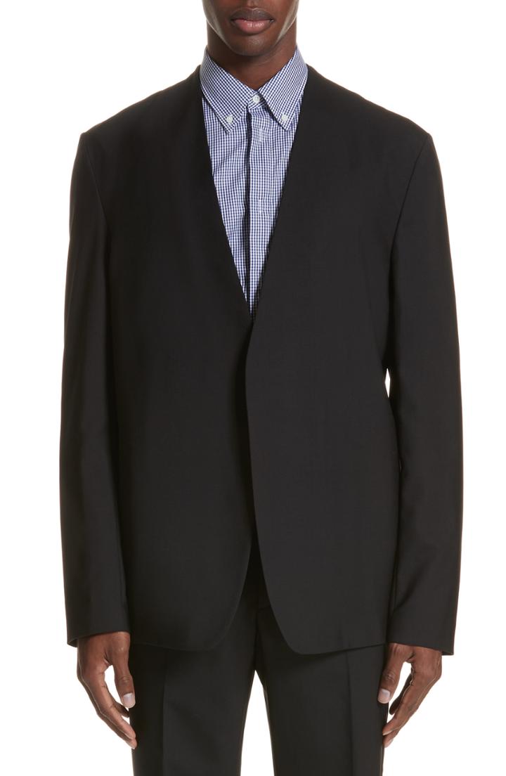 Men's Maison Margiela Collarless Sport Coat Eu - Black