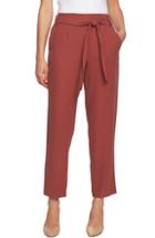 Women's 1.state Flat Front Tie Waist Slim Pants - Red