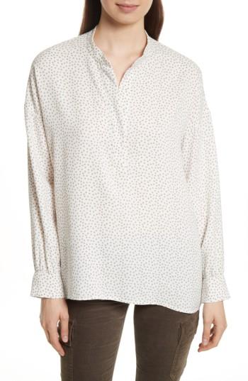 Women's Vince Celestial Polka Dot Stretch Silk Top - White