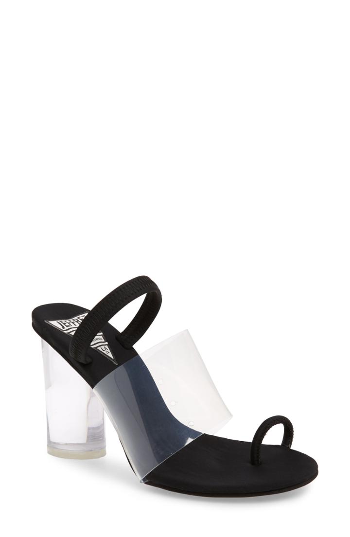 Women's Jeffrey Campbell Mania Clear Toe Loop Sandal .5 M - Black