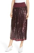 Women's Tibi Sequin Layer Silk Midi Skirt - Burgundy