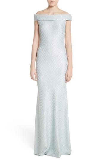Women's St. John Evening Hansh Sequin Knit Off The Shoulder Gown