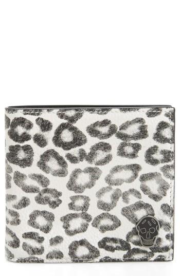 Men's Alexander Mcqueen Leopard Print Leather Wallet - Beige