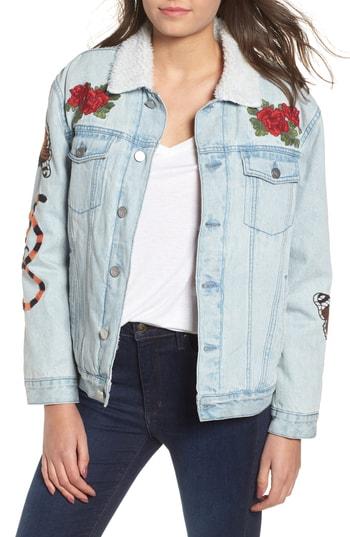 Women's Kendall + Kylie Fleece Lined Trucker Jacket - Blue