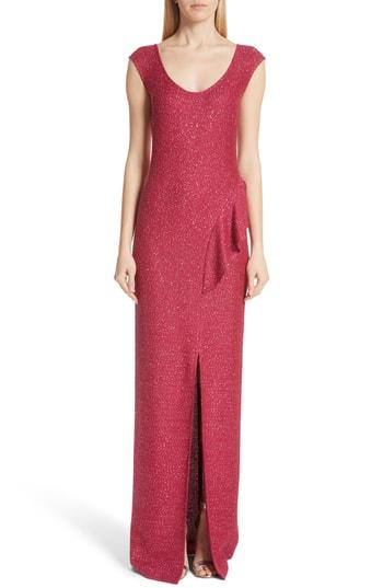 Women's St. John Evening Inlaid Sequin Knit Gown - Pink