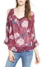 Women's Ella Moss Floral Haze Cold Shoulder Top - Burgundy