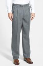 Men's Berle Self Sizer Waist Pleated Wool Gabardine Trousers