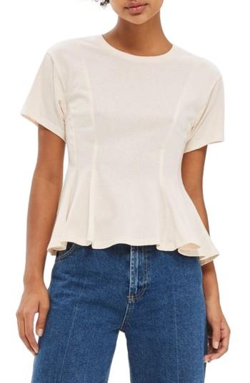 Women's Topshop Corset Seam Tee Us (fits Like 0-2) - Beige