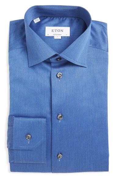 Men's Eton Contemporary Fit Solid Dress Shirt .5 - Blue