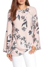 Women's Halogen Bow Back Print Flare Sleeve Tunic - Pink