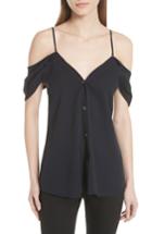Women's Theory Convertible Neck Silk Georgette Top - Blue