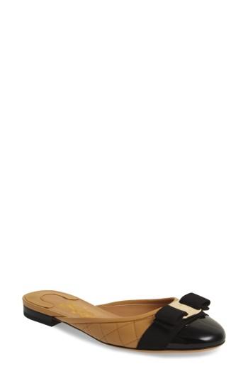 Women's Salvatore Ferragamo Round Toe Bow Mule B - Beige