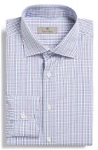 Men's Canali Regular Fit Check Dress Shirt .5 - Blue