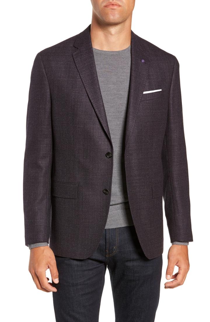 Men's Ted Baker London Konan 2b Trim Fit Wool Blazer R - Burgundy