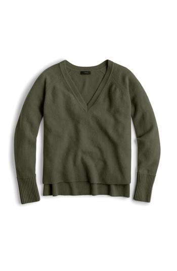 Women's J.crew Supersoft Yarn V-neck Sweater - Green