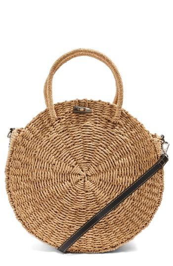 Topshop Bondi Round Straw Tote - Beige