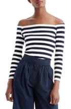 Women's J.crew Stripe Off The Shoulder Tee - Blue