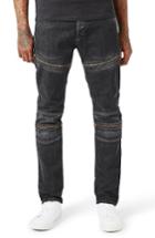 Men's Topman Aaa Collection Stretch Skinny Fit Moto Jeans X 32 - Black