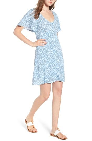 Women's One Clothing Floral Button Front Dress - Blue
