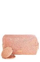 Skinny Dip Peach Glitter Makeup Bag & Mirror Set, Size - No Color
