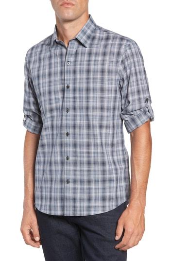 Men's Zachary Prell Pari Regular Fit Plaid Sport Shirt - Blue