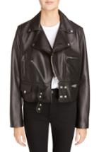 Women's Acne Studios Suokki Leather Moto Jacket Us / 32 Eu - Black