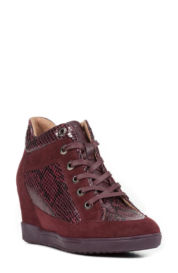 Women's Geox Carum Wedge Sneaker Us / 36eu - Burgundy