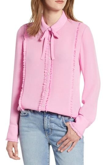 Women's Scotch & Soda Ruffle Trim Tie Neck Top - Pink
