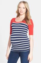 Women's Tees By Tina 'st. Barts' Ballet Sleeve Maternity Top, Size - Red