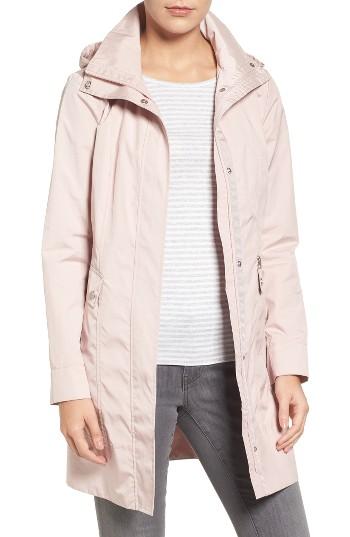 Women's Cole Haan Signature Back Bow Packable Hooded Raincoat - Red