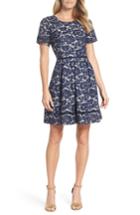 Women's Vince Camuto Bonded Lace Fit & Flare Dress - Blue