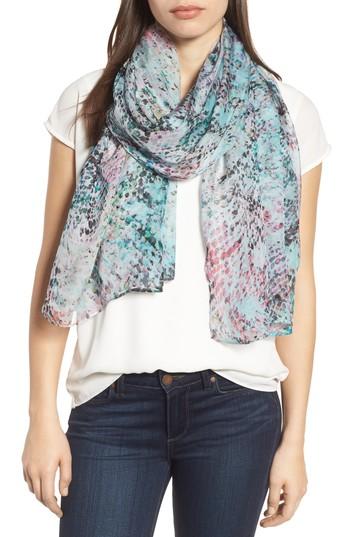 Women's Nordstrom Silk Chiffon Oblong Scarf, Size - Blue/green