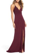 Women's La Femme Studded Pleated Gown