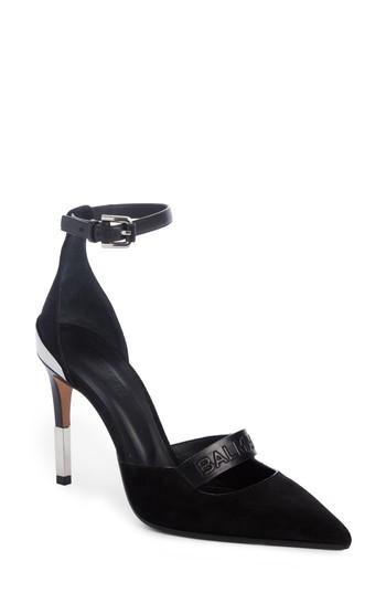 Women's Balmain Chance Ankle Strap Pointy Toe Pump Eu - Red
