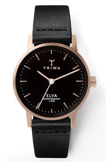 Women's Triwa Elva Leather Strap Watch, 28mm
