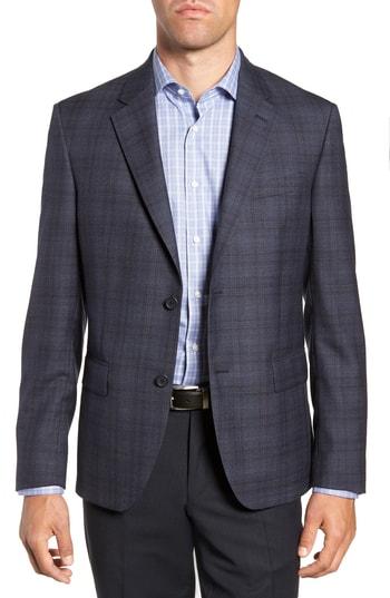 Men's Nordstrom Men's Shop Trim Fit Plaid Wool Sport Coat S - Blue