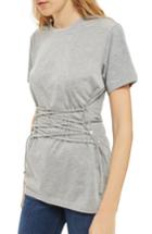 Women's Topshop Longline Corset Tee Us (fits Like 6-8) - Grey