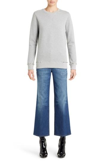 Women's Valentino Studded Crewneck Sweatshirt - Grey