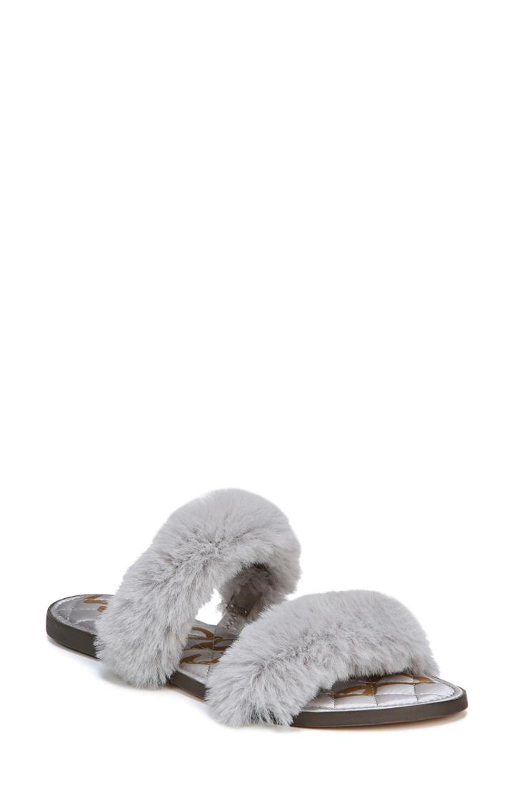 Women's Sam Edelman Griselda Faux Fur Slide Sandal .5 M - Grey
