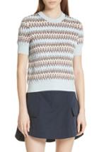 Women's Carven Textured Stripe Merino Wool & Cotton Sweater - Blue
