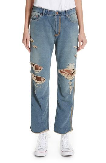 Women's Undercover Ripped Indigo Sweatpants - Blue
