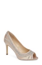 Women's Nina Rylinn Embellished Peep Toe Pump M - Beige