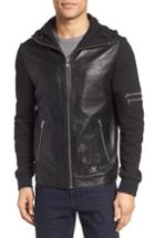 Men's Lamarque Leather & Jersey Zip Front Hoodie