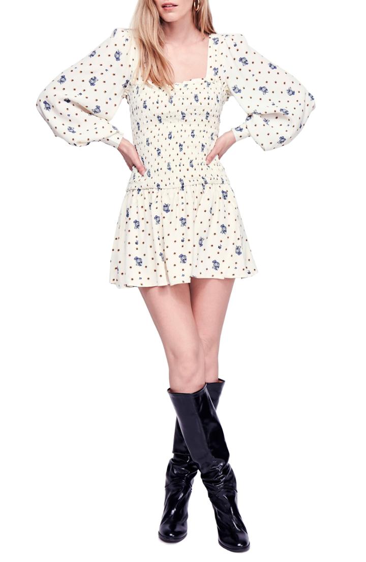 Women's Free People Two Faces Print Minidress - Ivory